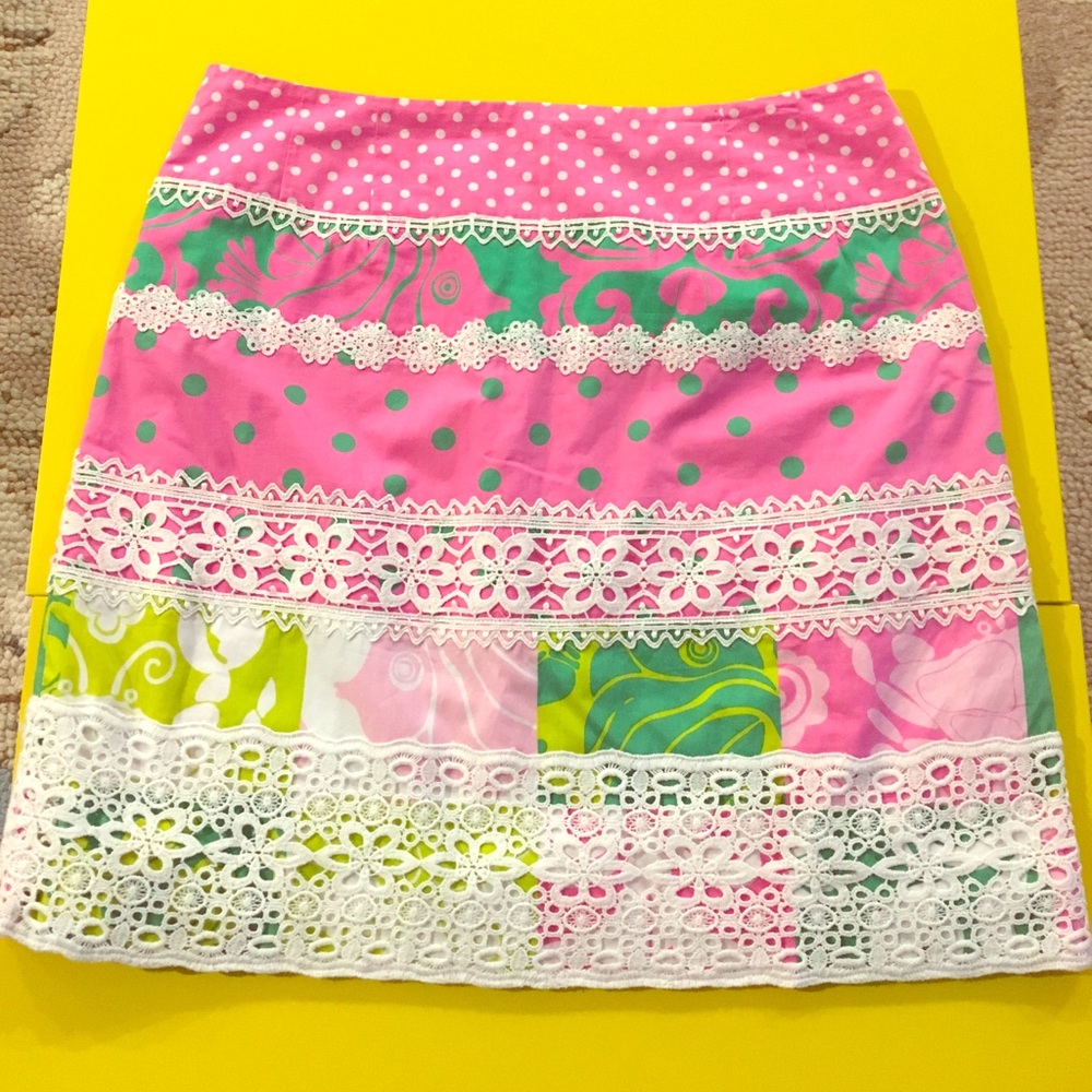 Lilly Pulitzer Mixed Print & Lace Skirt