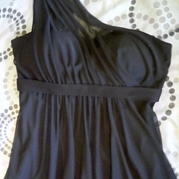 David's Bridal one shoulder black cocktail dress - Picture 2 of 8