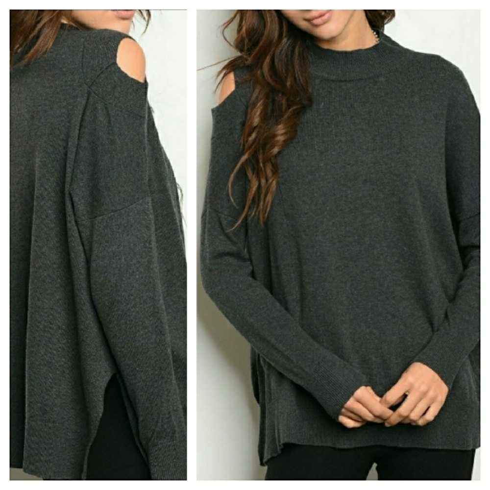 Mock Neck Cold Soulder Top