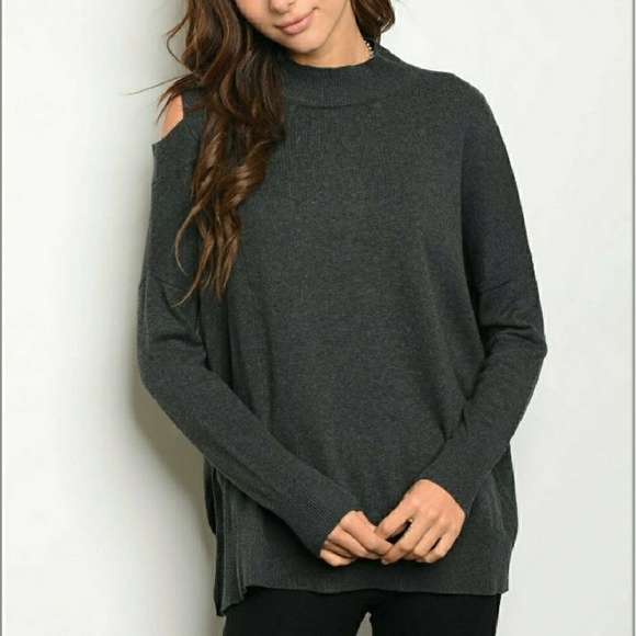 Mock Neck Cold Soulder Top - Picture 2 of 5