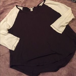 Black and White Forever 21 Baseball Tee