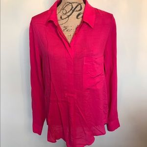 Hot pink roll up sleeve top