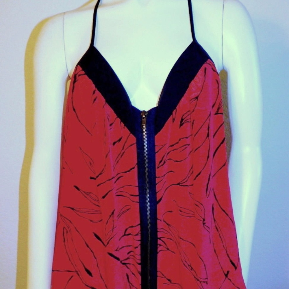 Large Silence Noise Urban Outfitters Red Silk Top
