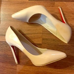 Nude heels with red sole