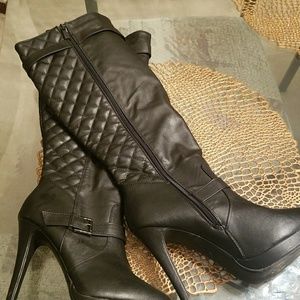 Knee high leather booties