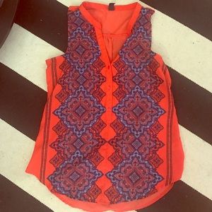 Old Navy red and blue boho tank