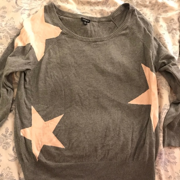 torrid Sweaters - Grey sweater with pink stars