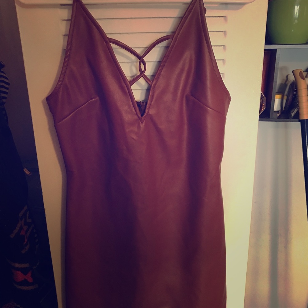 Leather type mini dress