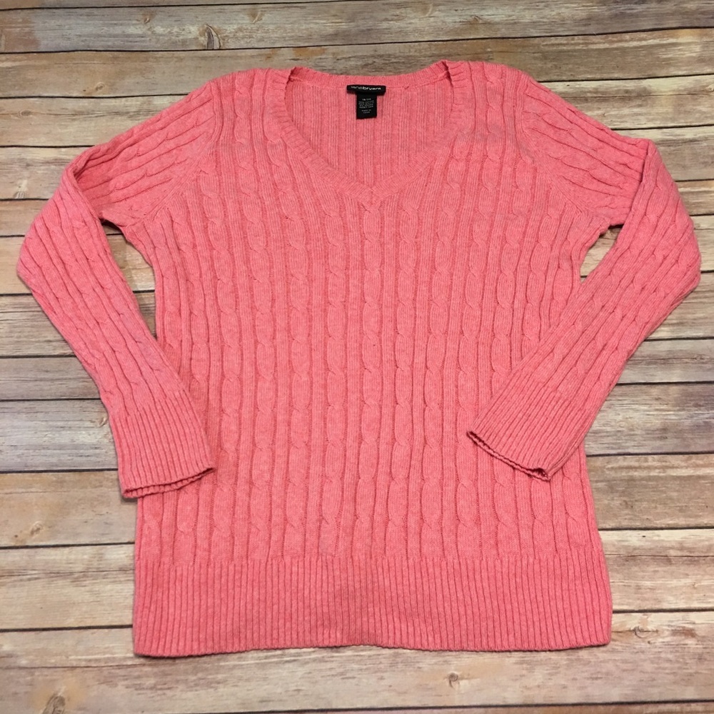 V Neck Cable Knit Sweater by Lane Bryant