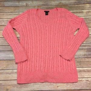 V Neck Cable Knit Sweater by Lane Bryant