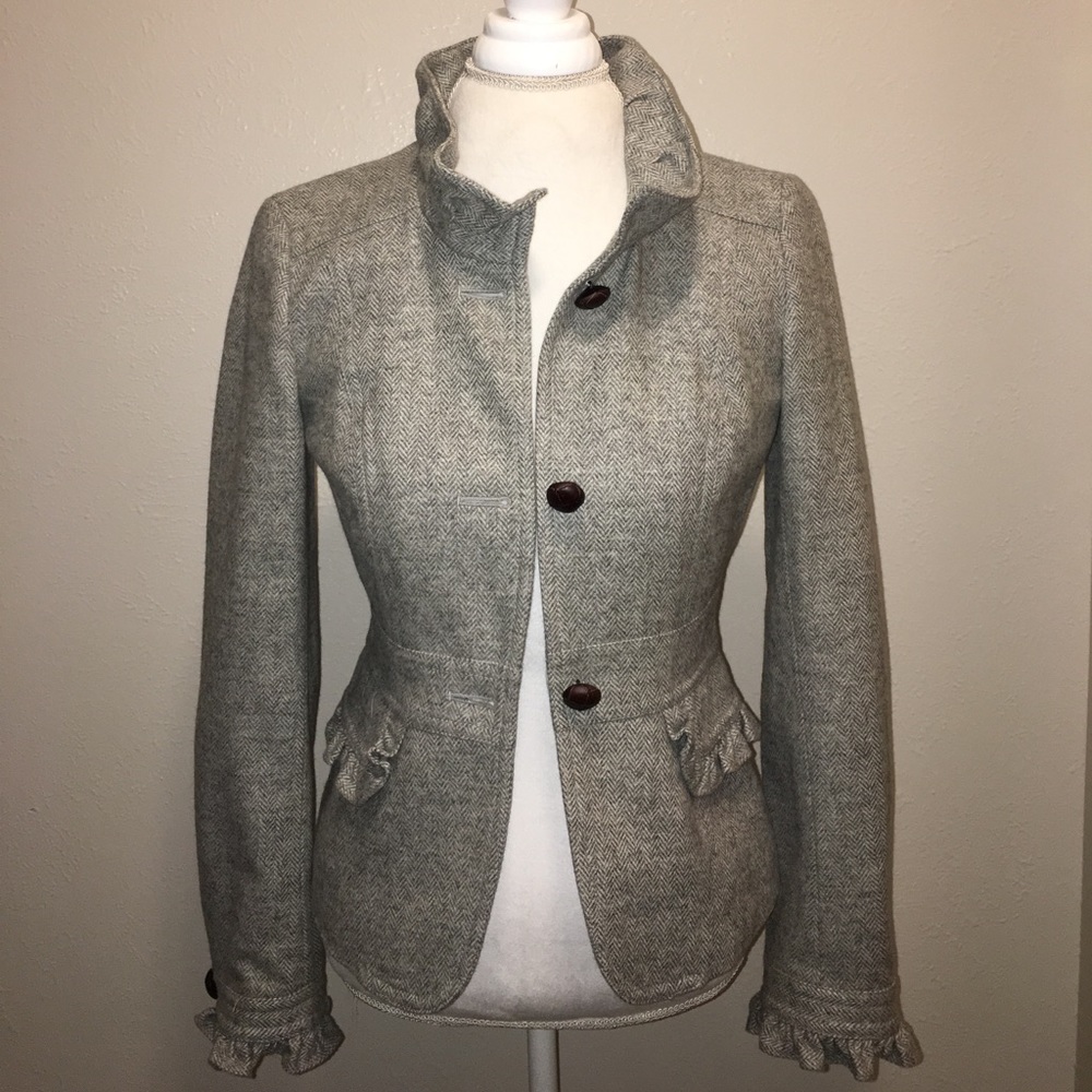 J.Crew Herringbone Robert Noble Wool Blazer sz 4