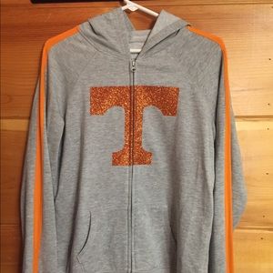 5th & Ocean hooded jacket orange glitter power T