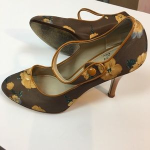 Linea Paolo T-strap Floral Heels