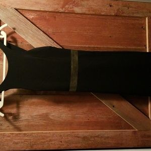 Black and gold maxi length cocktail dress