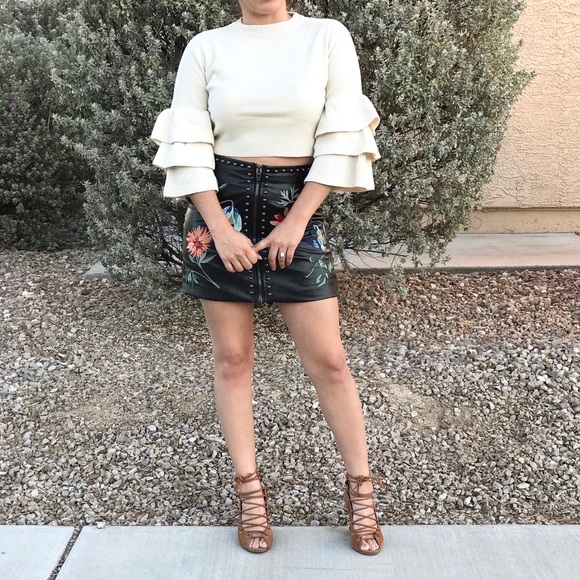 LAST CALL Cropped Bell Sleeve Sweater - Picture 3 of 6