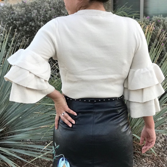 LAST CALL Cropped Bell Sleeve Sweater - Picture 5 of 6