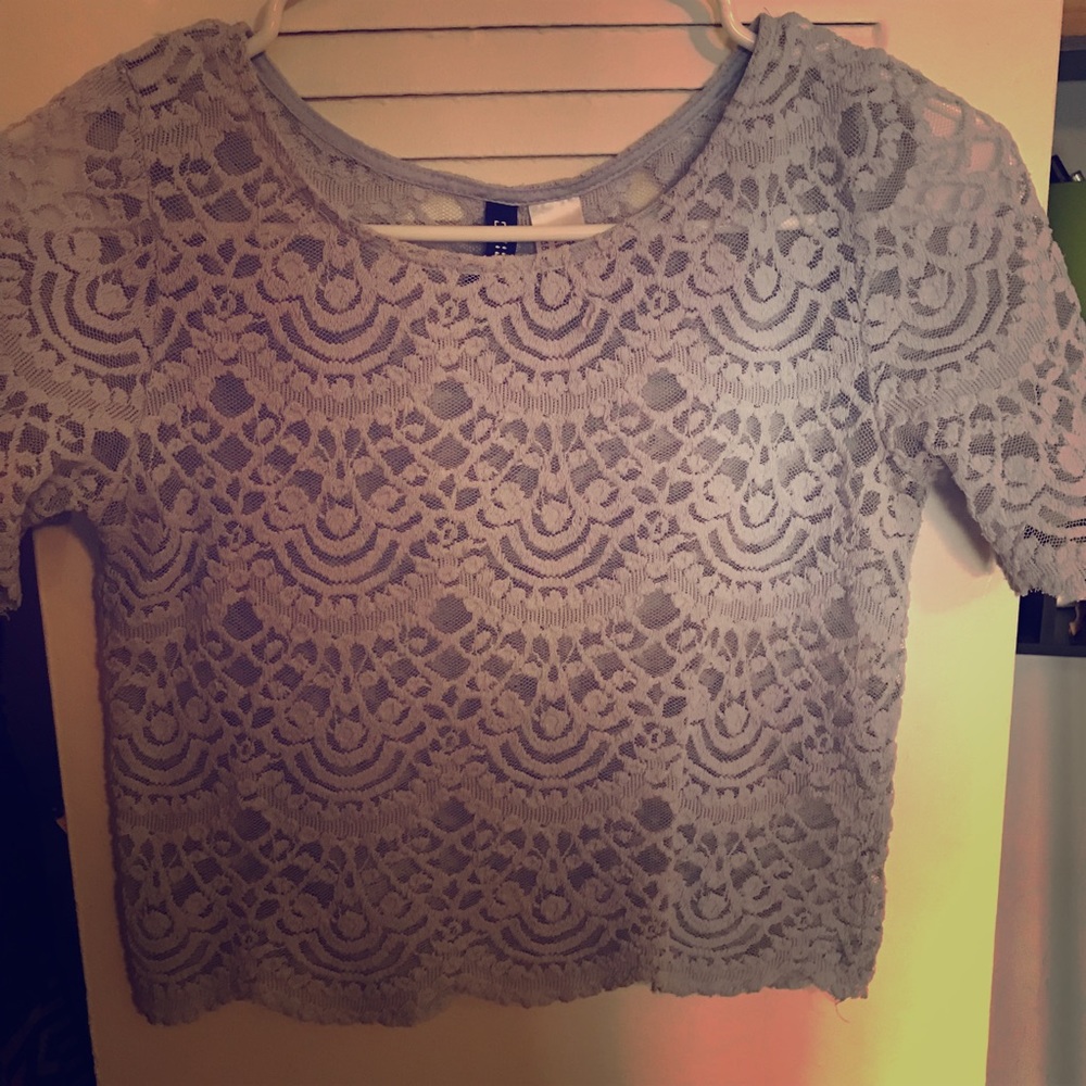 Lace baby blue crop top