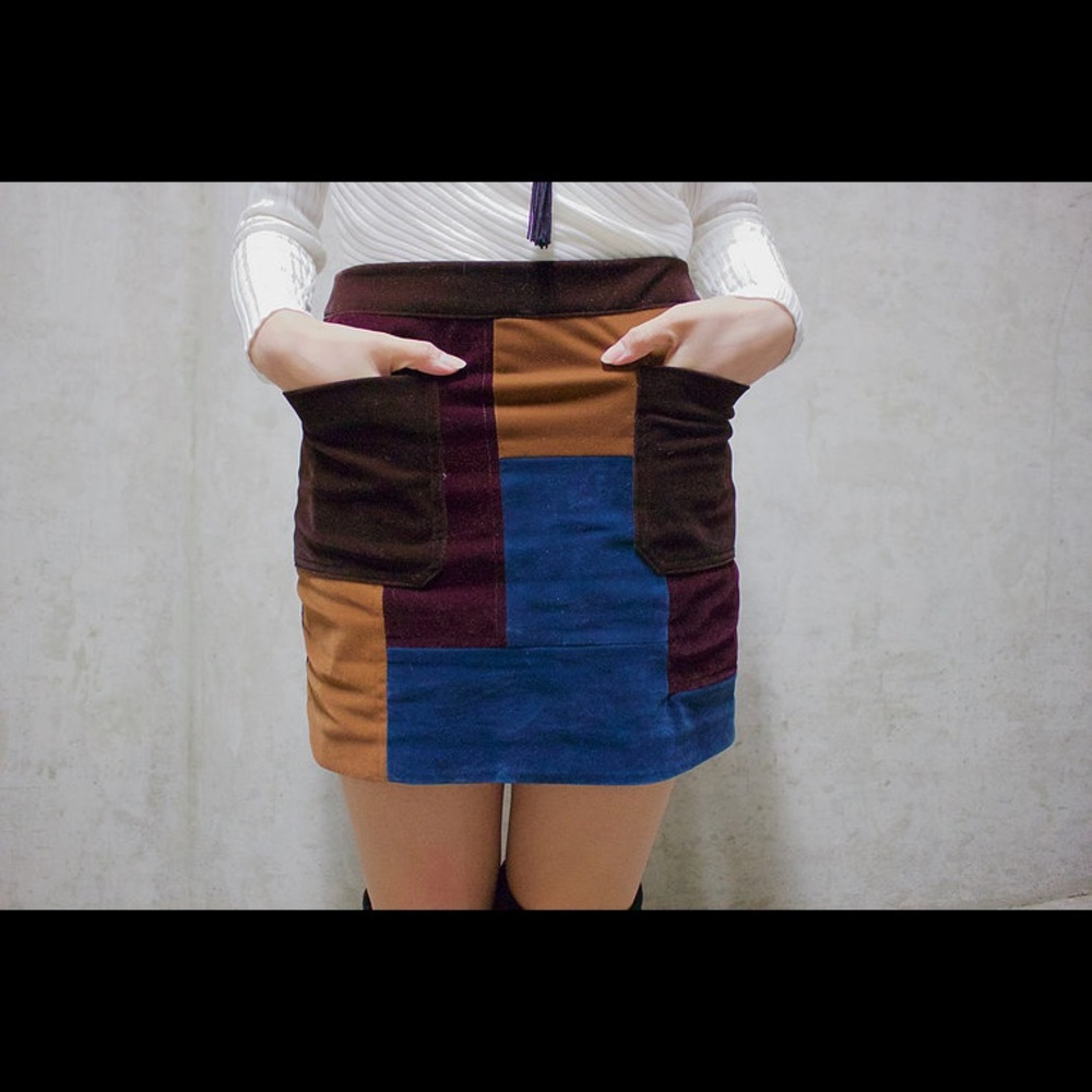 Suede Patchwork Skirt