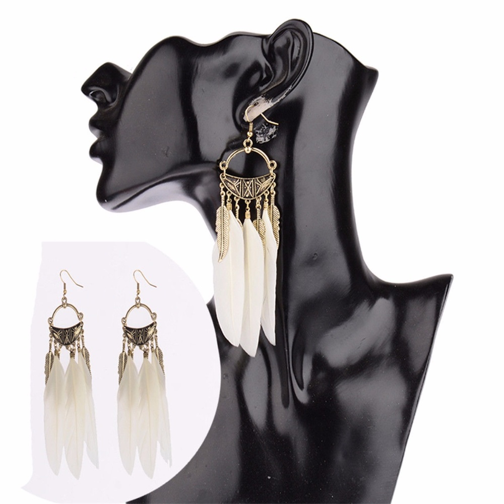 Boho Feather Charm Earrings