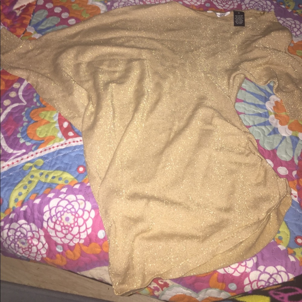 Gold over the shoulder shirt.