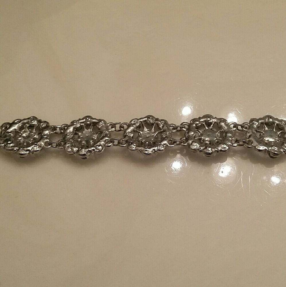 Vintage Teal flower bracelet - Picture 3 of 3