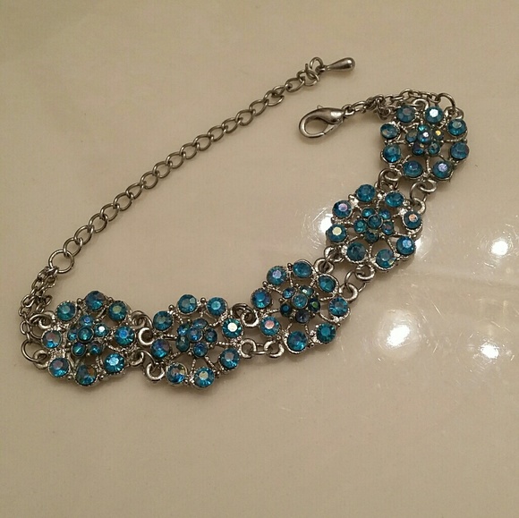 Vintage Teal flower bracelet - Picture 2 of 3