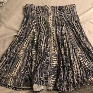 Pleated cotton printed skirt