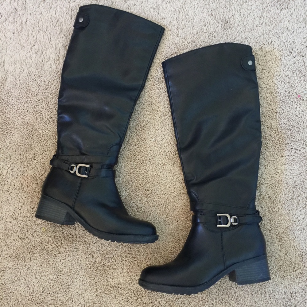 Faux Leather Knee-High Boots