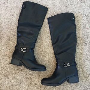 Faux Leather Knee-High Boots