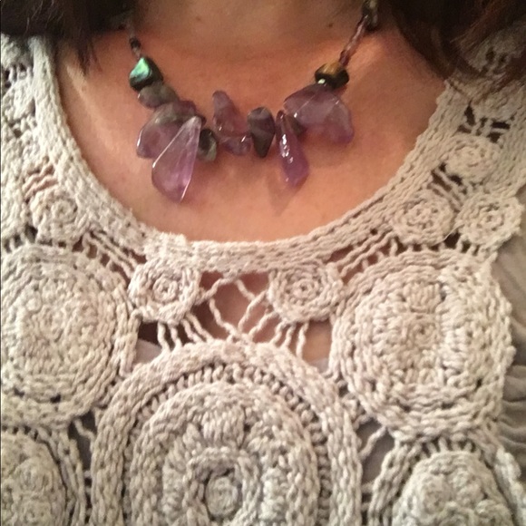 SALE 💃🏻AMETHYST & ABALONE NECKLACE - Picture 1 of 5