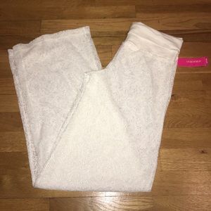 White lace see through cover up pants