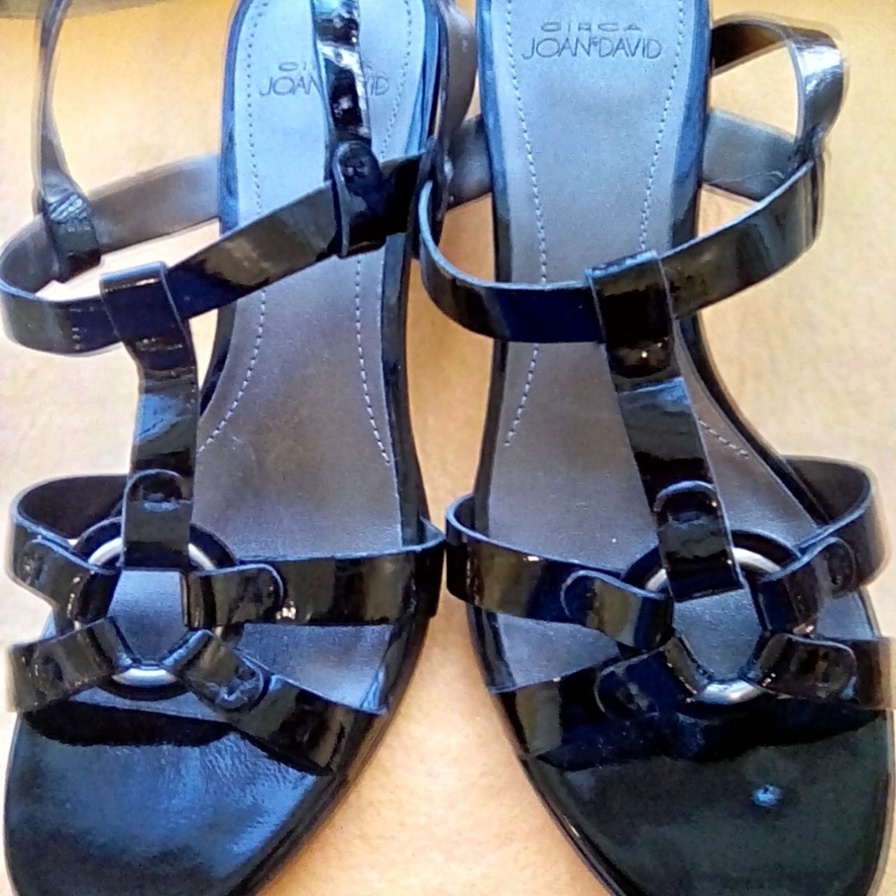 circa Joan & David Black patent sandals - flats!