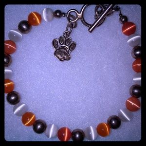 Clemson beaded bracelet with paw