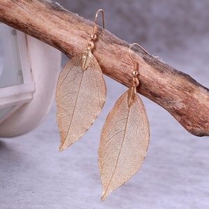 Lot of 2 Gold-tone & Rose Gold-tone Leaf Earrings