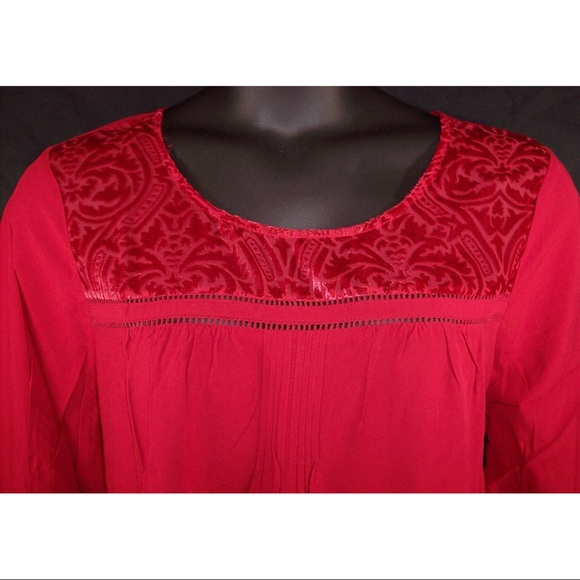 NEW St. John's Bay 1X 2X Red Velour Detail Top - Picture 2 of 8