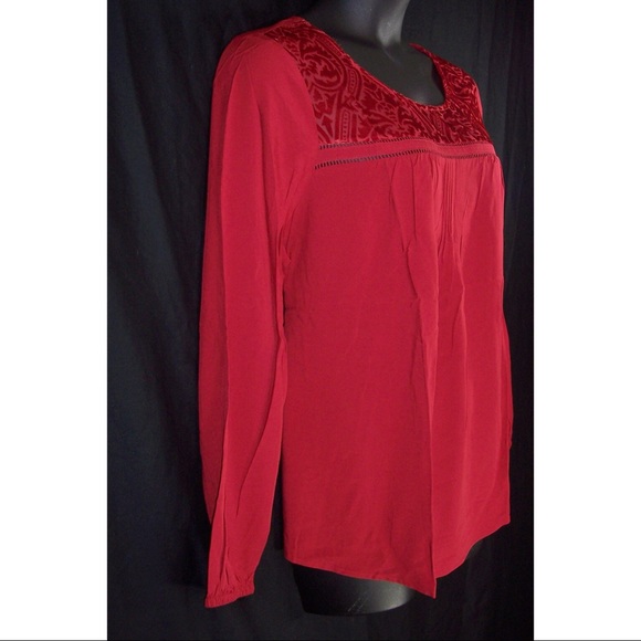 NEW St. John's Bay 1X 2X Red Velour Detail Top - Picture 4 of 8