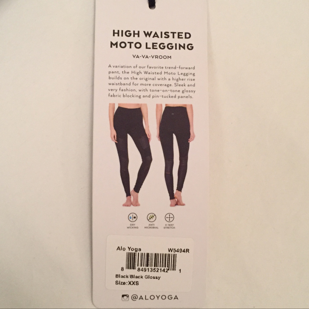 ALO YOGA HIGH WAIST MOTO LEGGING BLACK NWT Small - Picture 4 of 5