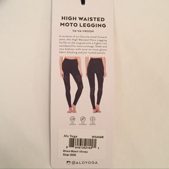 ALO YOGA HIGH WAIST MOTO LEGGING BLACK NWT Small - Picture 4 of 5