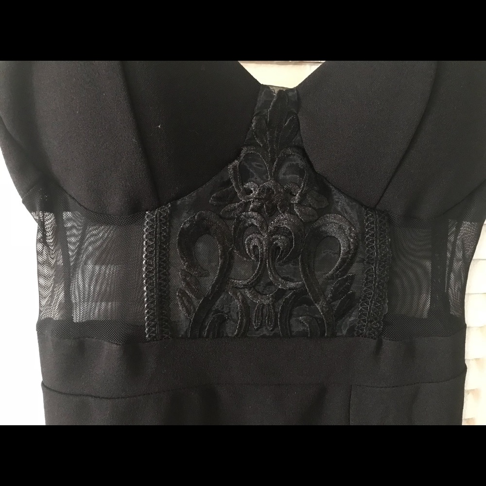 Black Dress mesh on center and slip on left leg