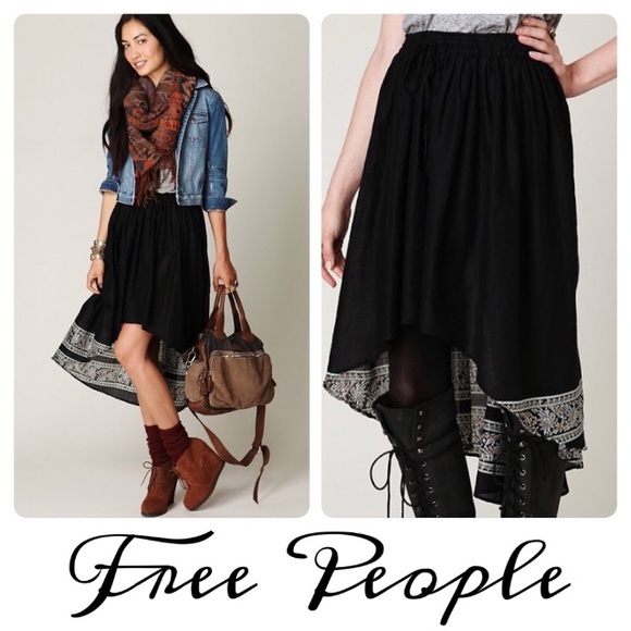 Free People Dresses & Skirts - Free People Hi Low Skirt Black Semi Sheer Small