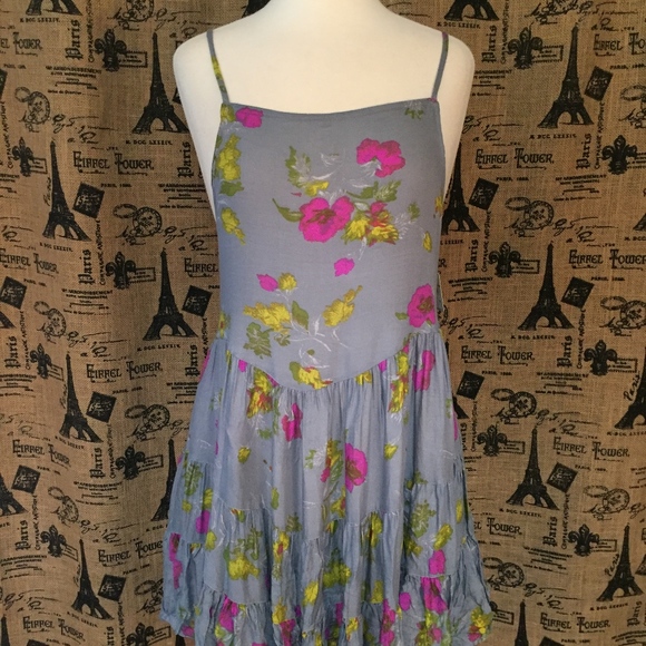 NWT Free People Gray Floral Dress Size S - Picture 3 of 8