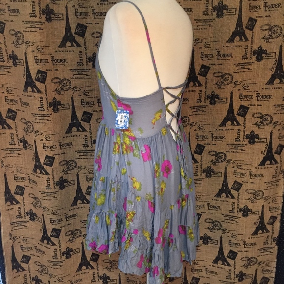 NWT Free People Gray Floral Dress Size S - Picture 5 of 8