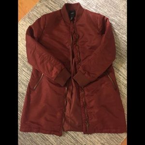 *Sold* Long Burgundy bomber jacket