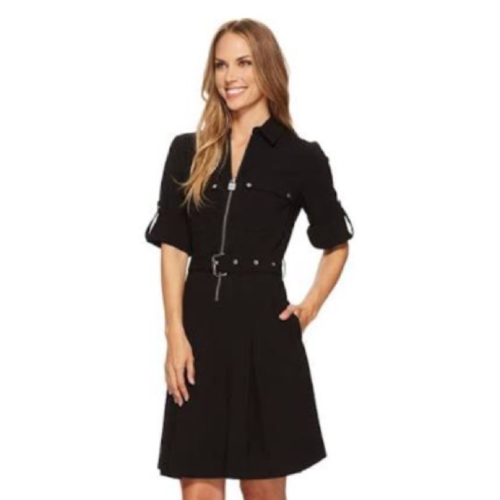 Michael Kors Half-Zip Shirt Dress - Black (size M)