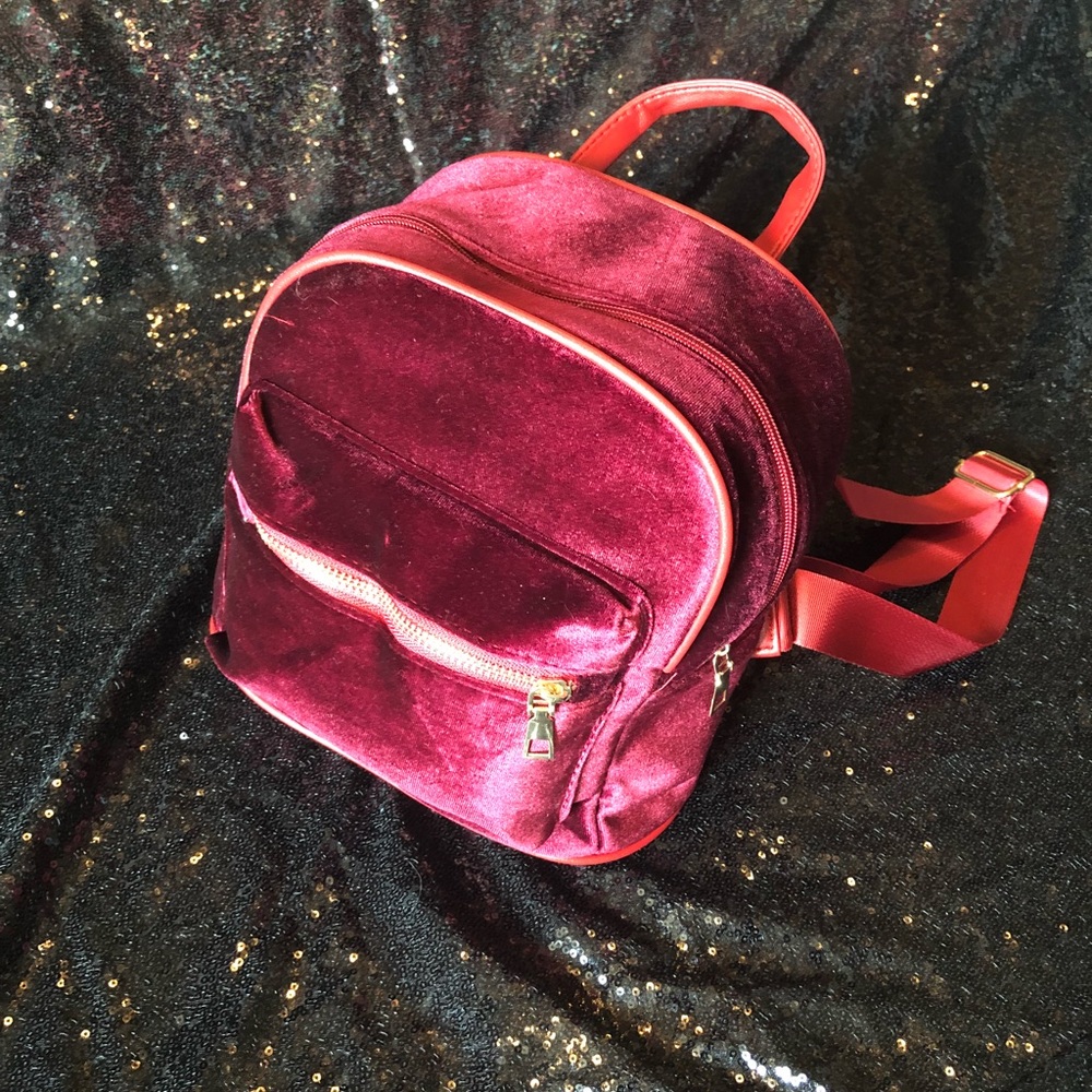Wine Velour Backpack
