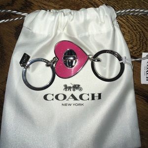 Coach Glitter Enamel Turnlock Heart Key Fob