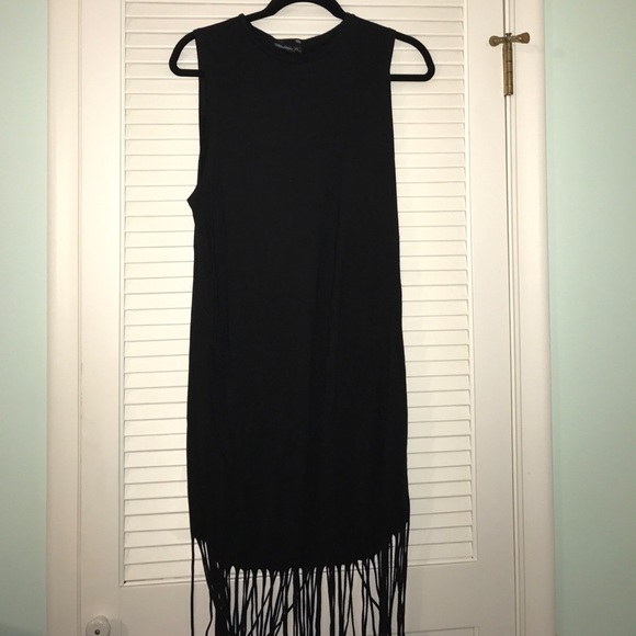 Topshop Tassle Jersey Midi Dress sz 6 - Picture 2 of 3