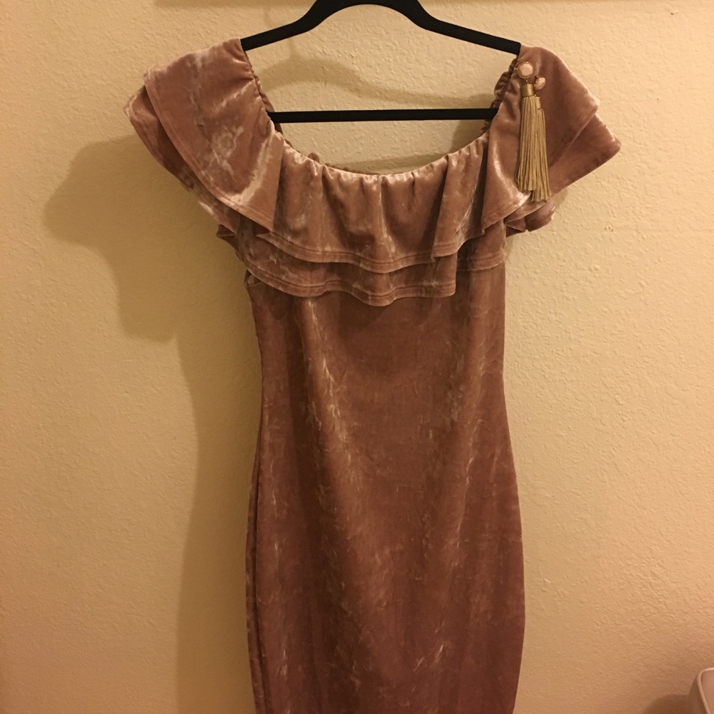 Pink Velvet Midi Dress.