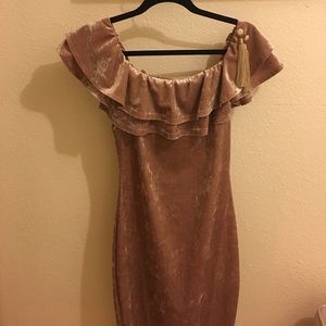 Pink Velvet Midi Dress.