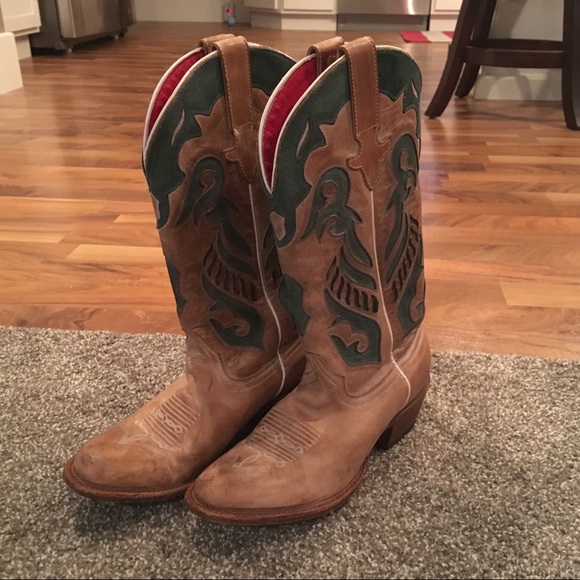 Tan and Teal Boots - Picture 6 of 7